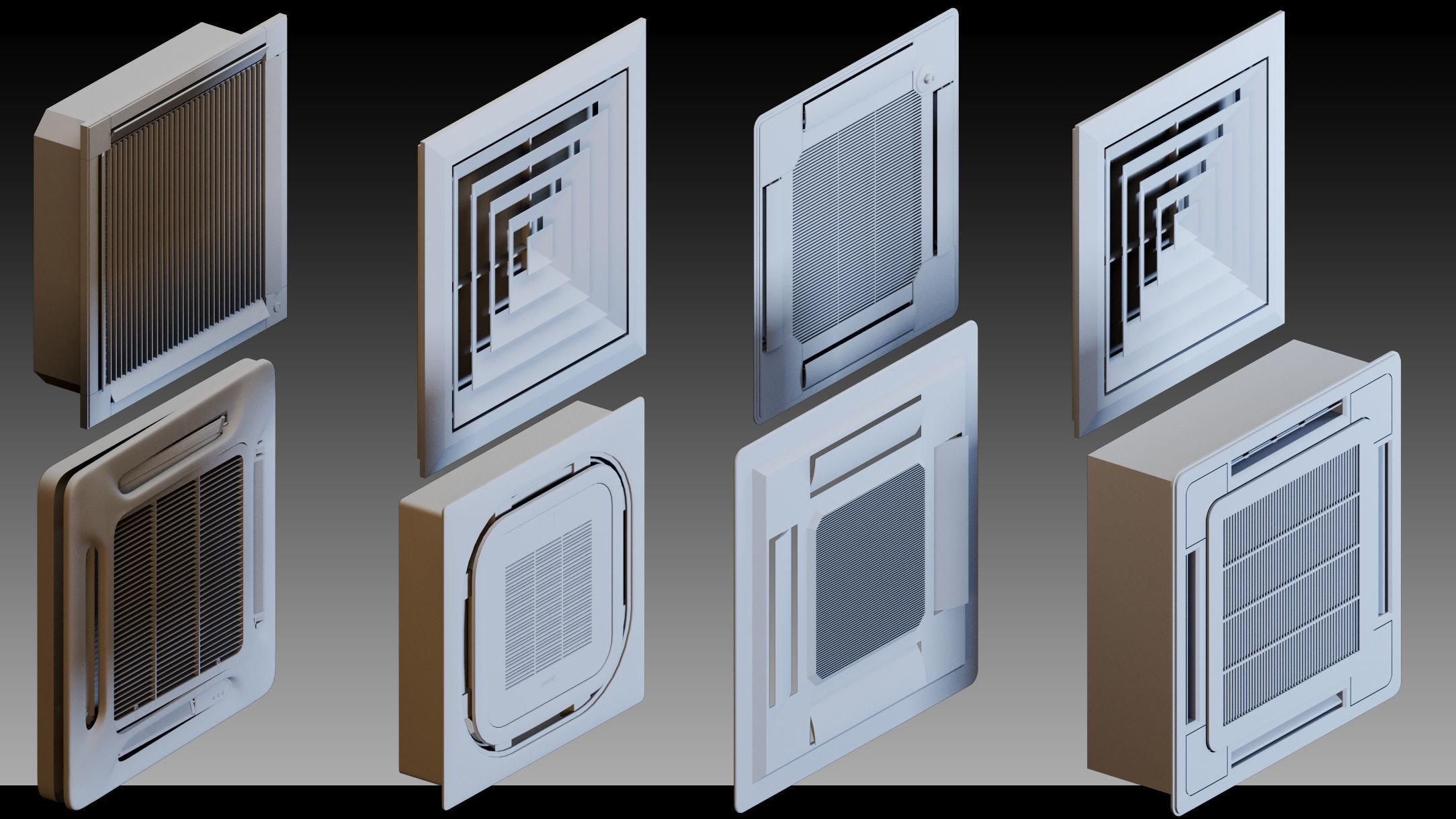 110 Air conditioners- Kitbash- High detail 3d models 3D model_16