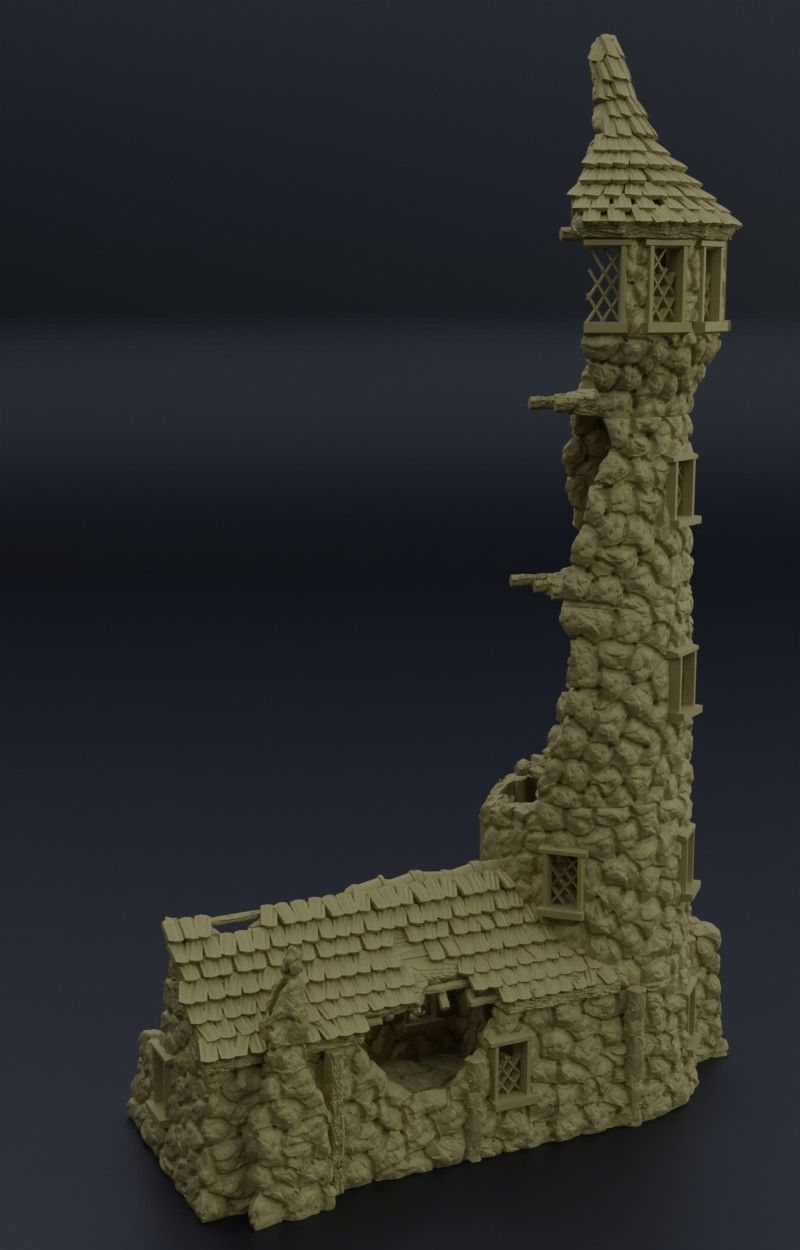 Ruined Lighthouse Tabletop Terrain 28 MM 3D print model_2
