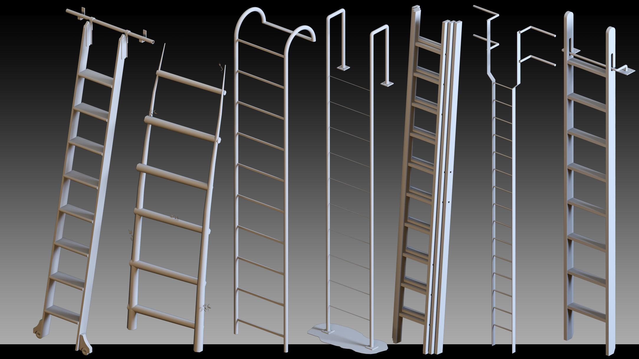 3D model 115 Industrial Ladders- Kitbash- High detail 3d models VR / AR ...