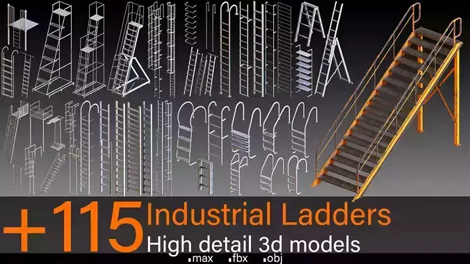 115 Industrial Ladders- Kitbash- High detail 3d models 3D model