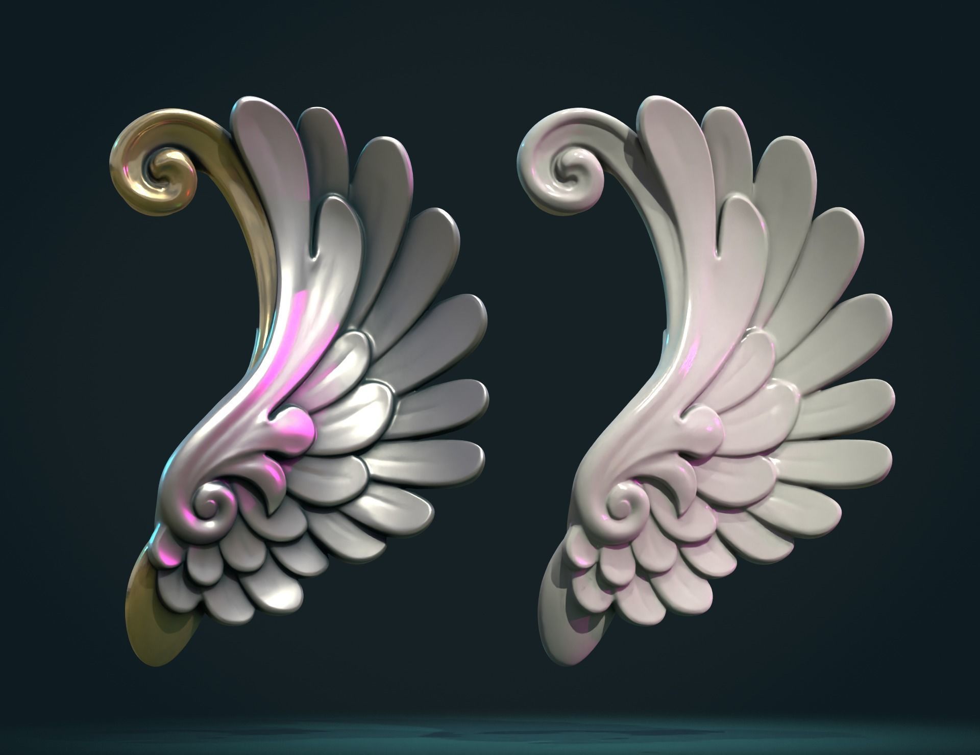 Stylized Wing 3D print model_7
