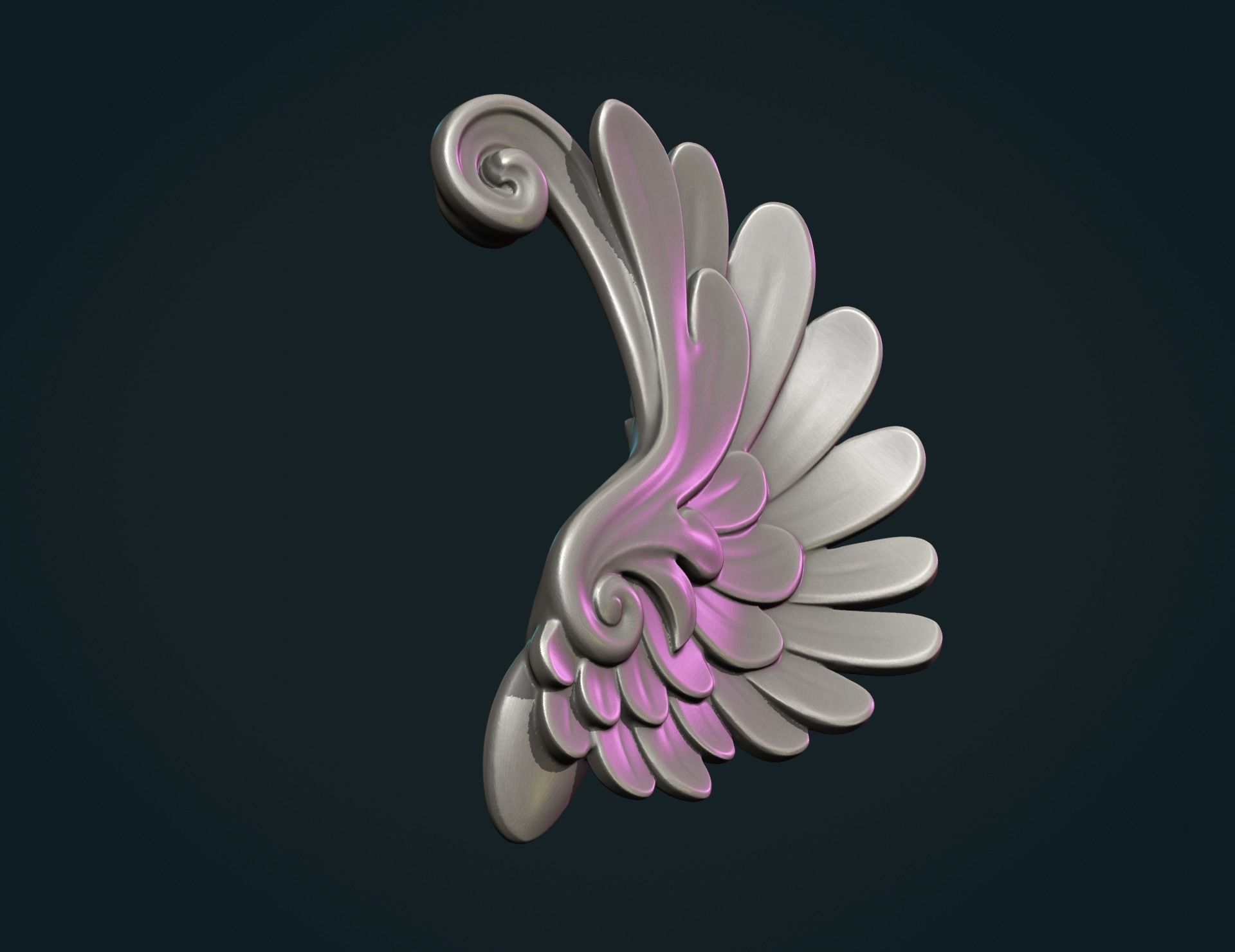 Stylized Wing 3D print model_9