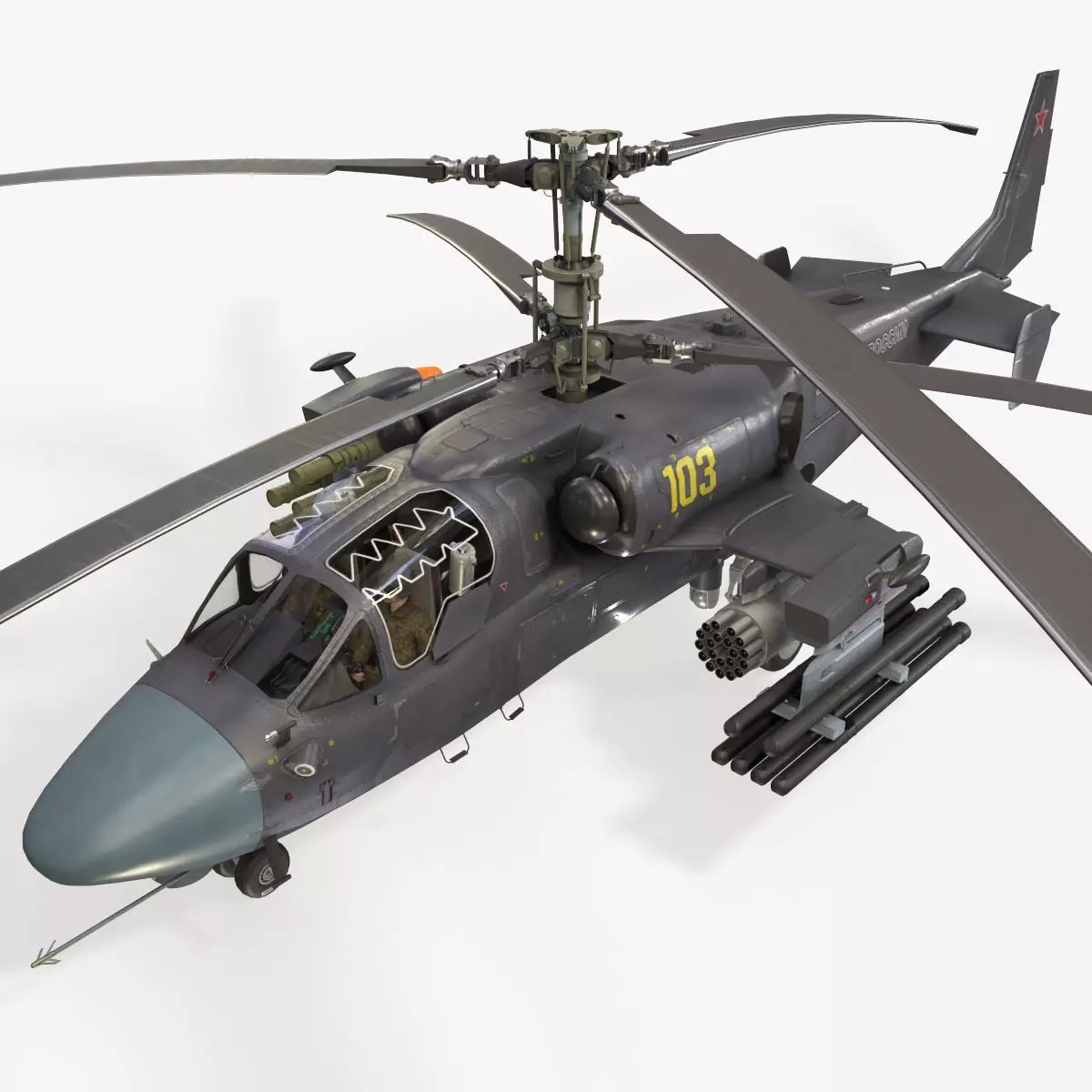 Kamov Ka-52K Katran Complex Animation Low-poly 3D model_0