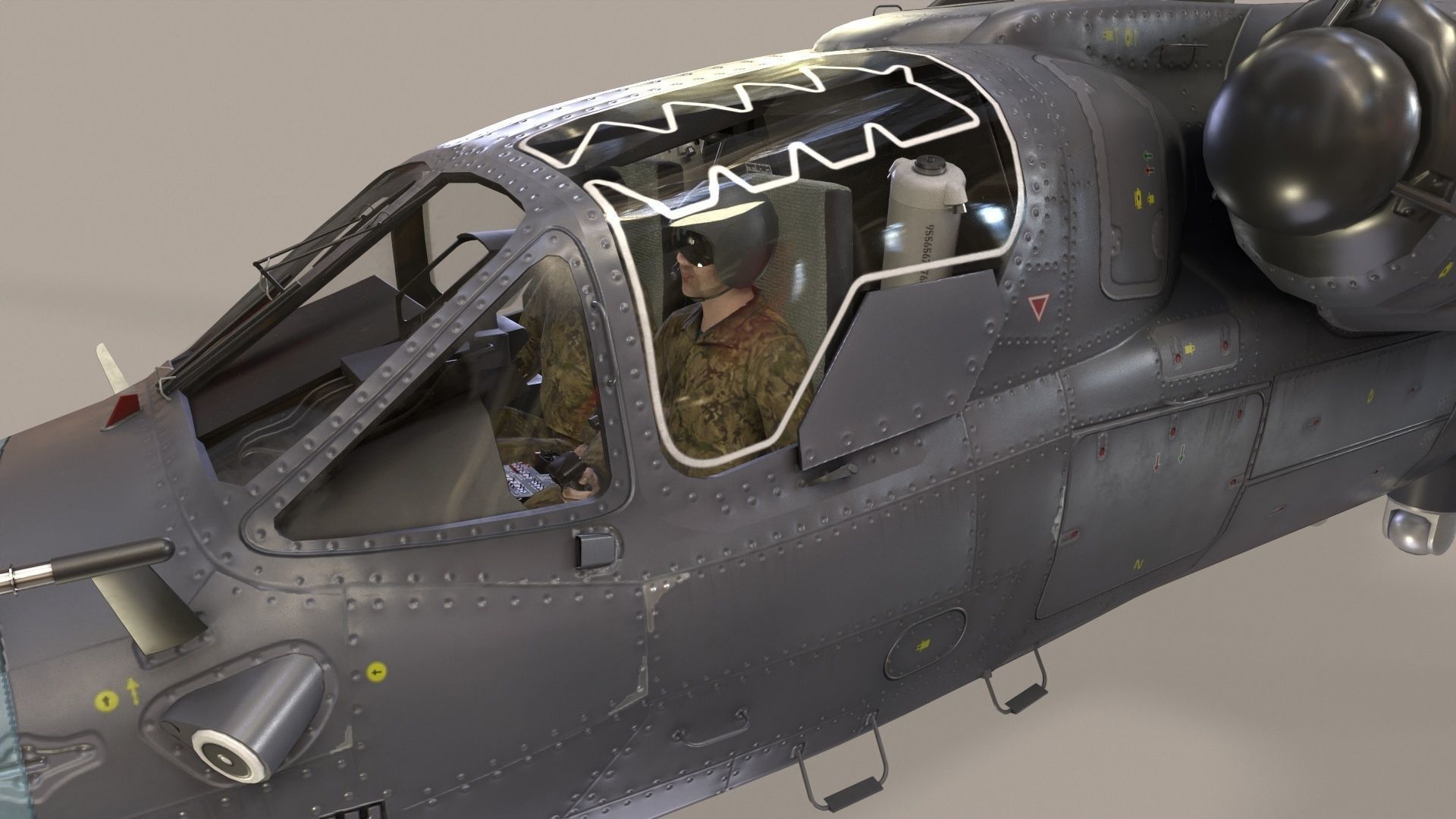 Kamov Ka-52K Katran Complex Animation Low-poly 3D model_6