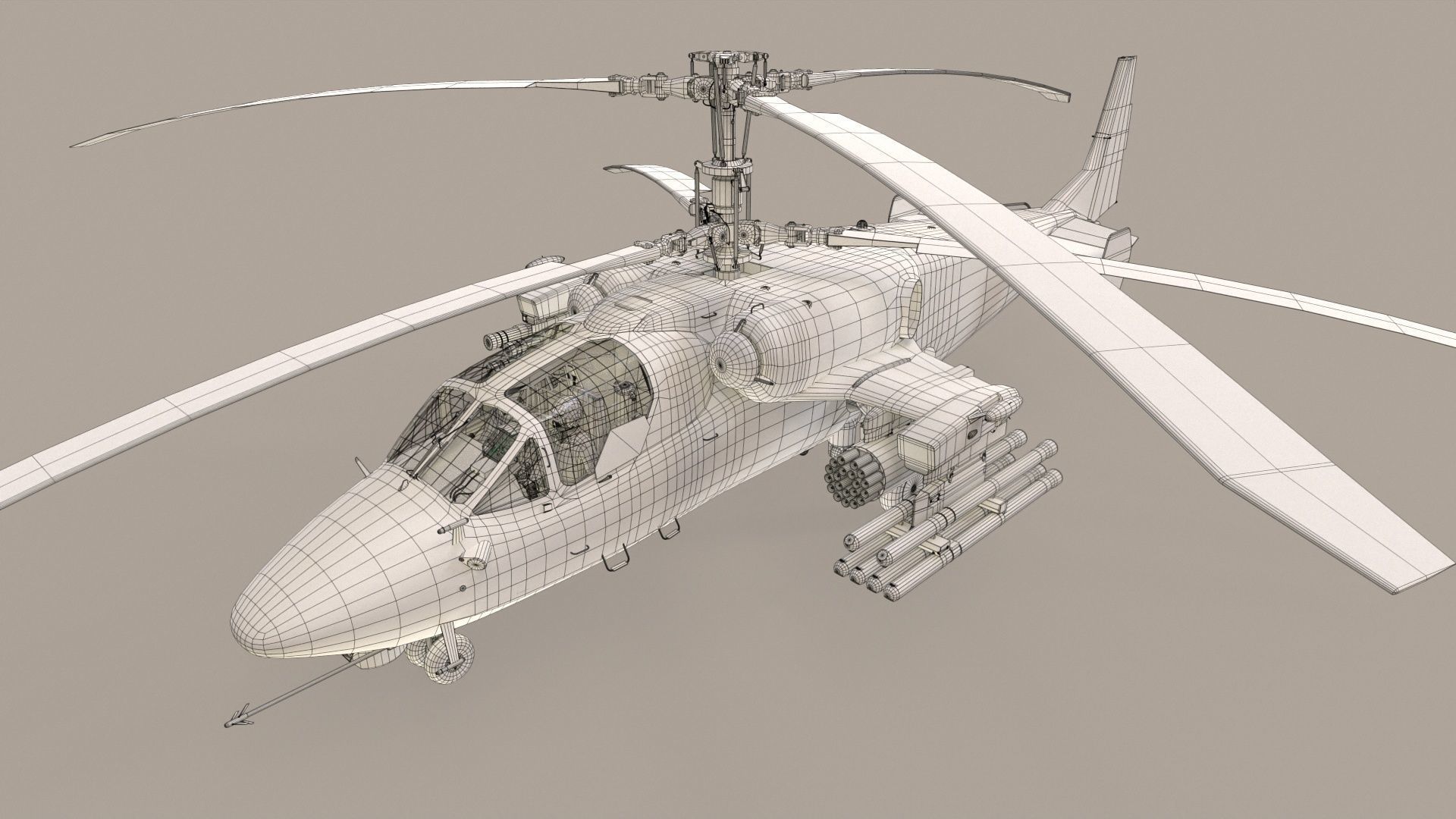 Kamov Ka-52K Katran Complex Animation Low-poly 3D model_23