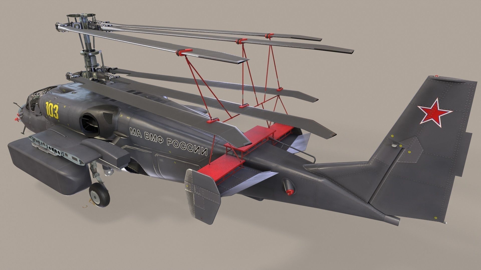 Kamov Ka-52K Katran Complex Animation Low-poly 3D model_18
