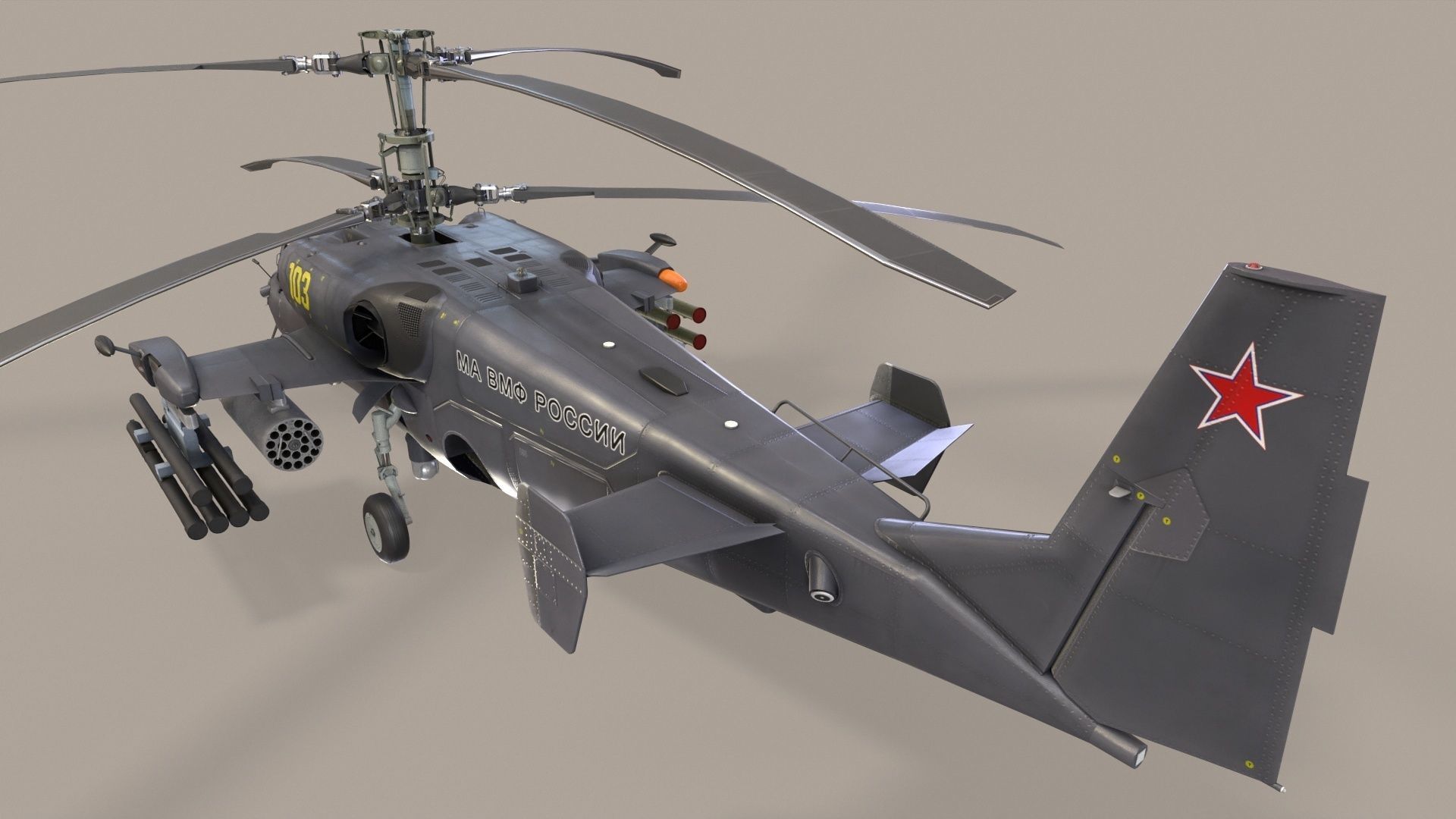 Kamov Ka-52K Katran Complex Animation Low-poly 3D model_3