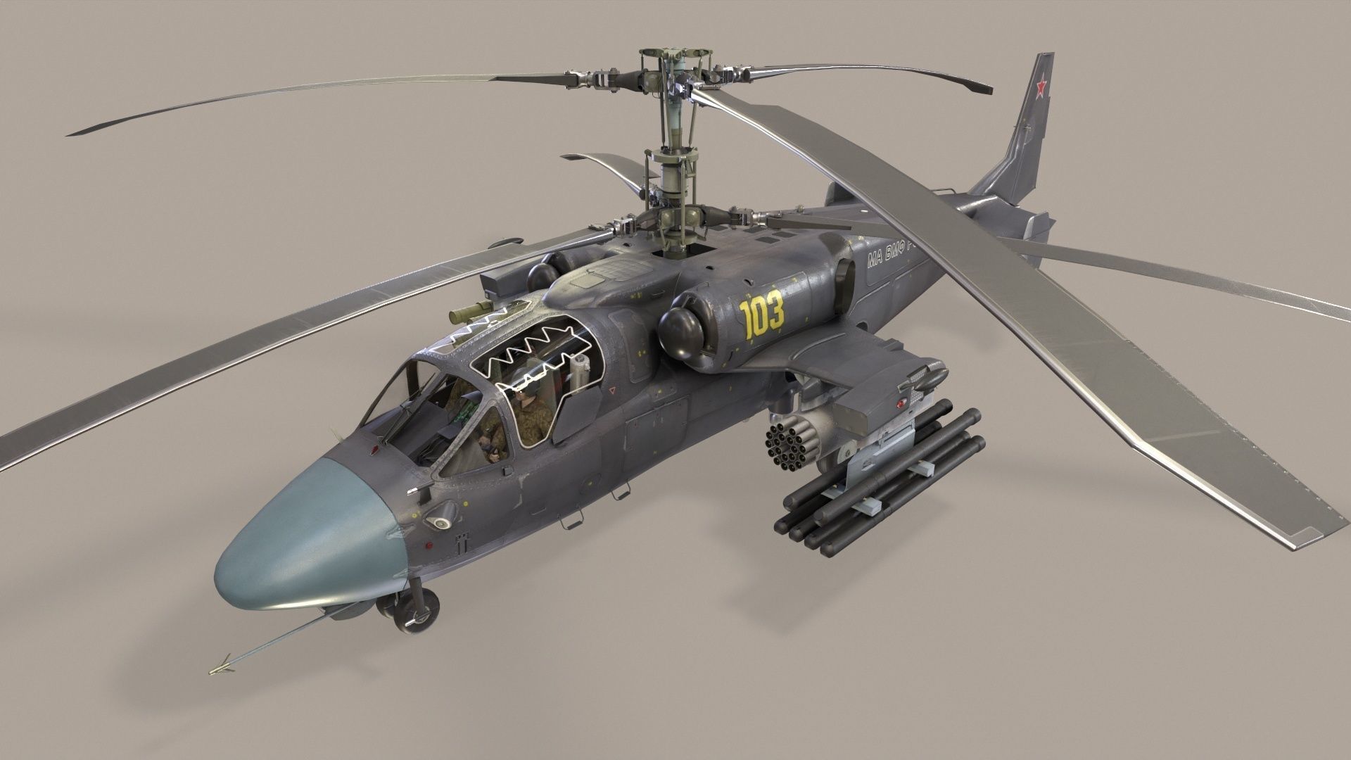 Kamov Ka-52K Katran Complex Animation Low-poly 3D model_2