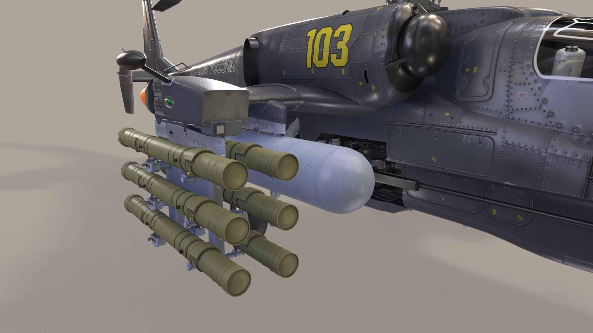 Kamov Ka-52K Katran Complex Animation Low-poly 3D model_10