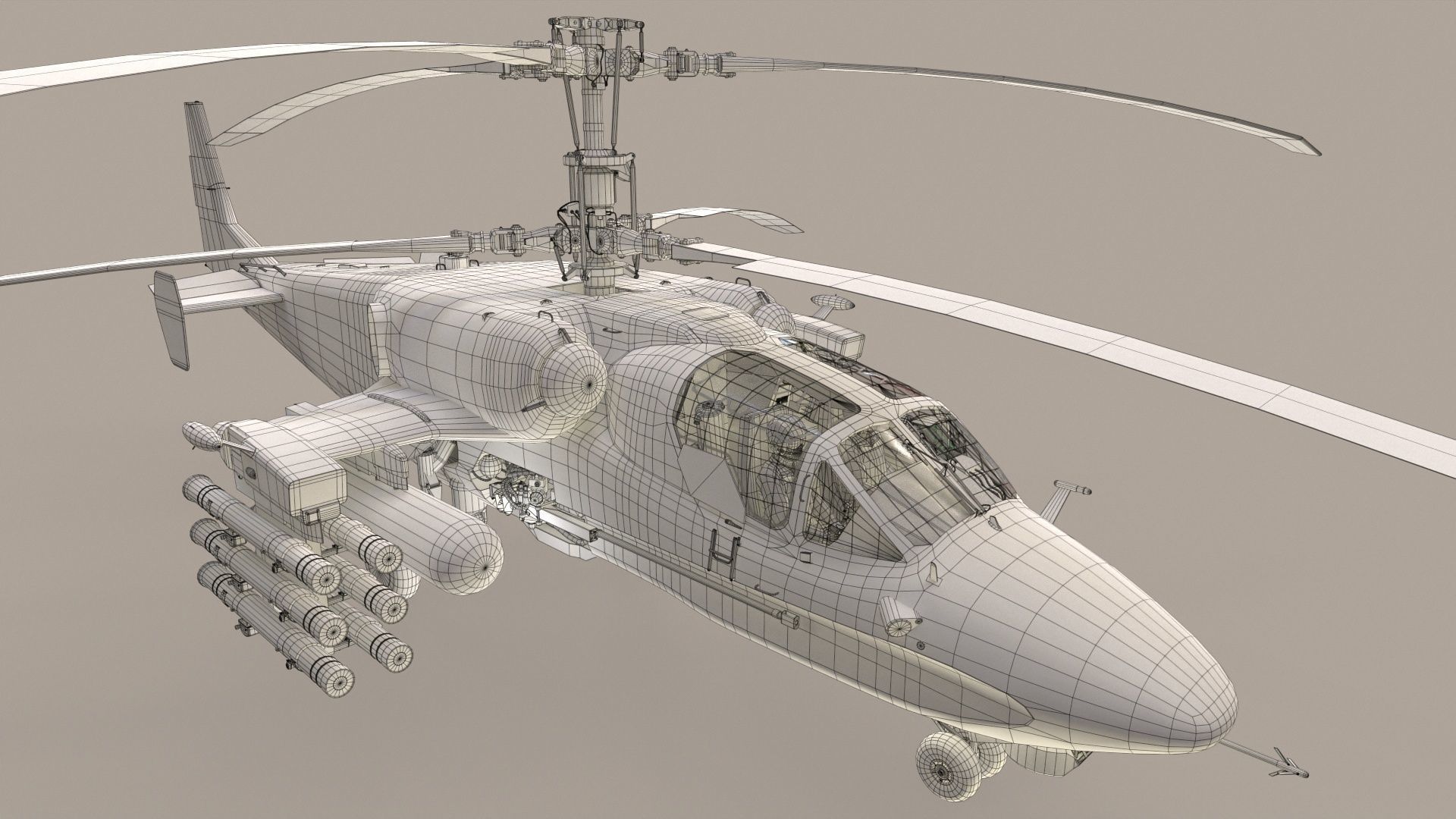 Kamov Ka-52K Katran Complex Animation Low-poly 3D model_26