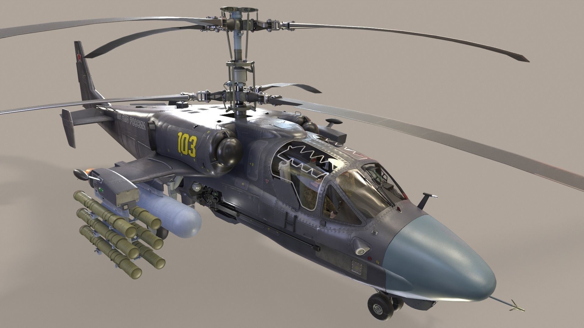 Kamov Ka-52K Katran Complex Animation Low-poly 3D model_5