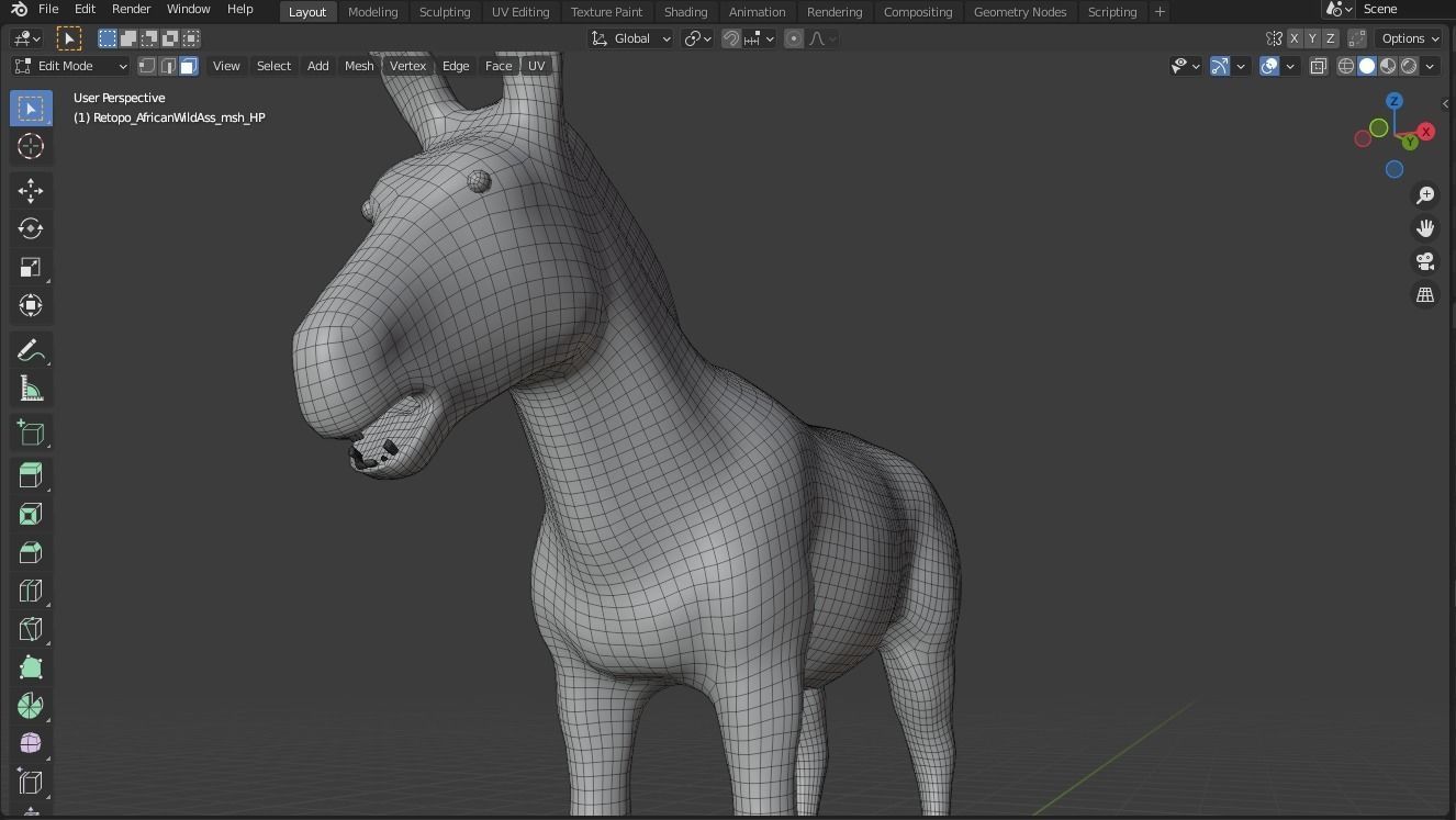 Donkey Animal For Games and Animation Low-poly 3D model_5