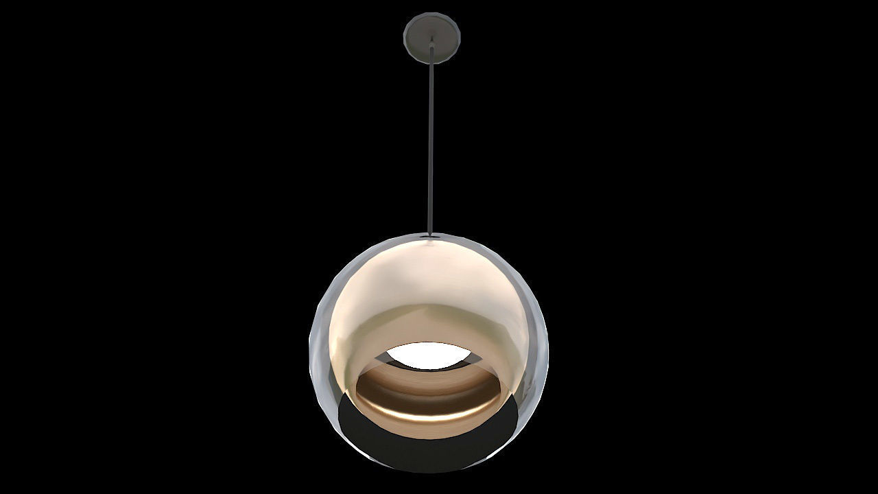 copper and glass hanging light 3D model_2