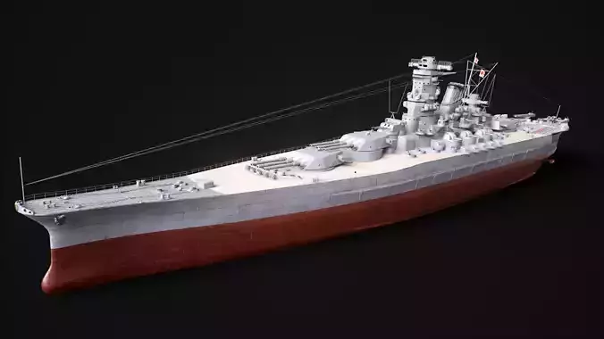 Yamato Class - WW2 Japanese Battleship Low-poly 3D model