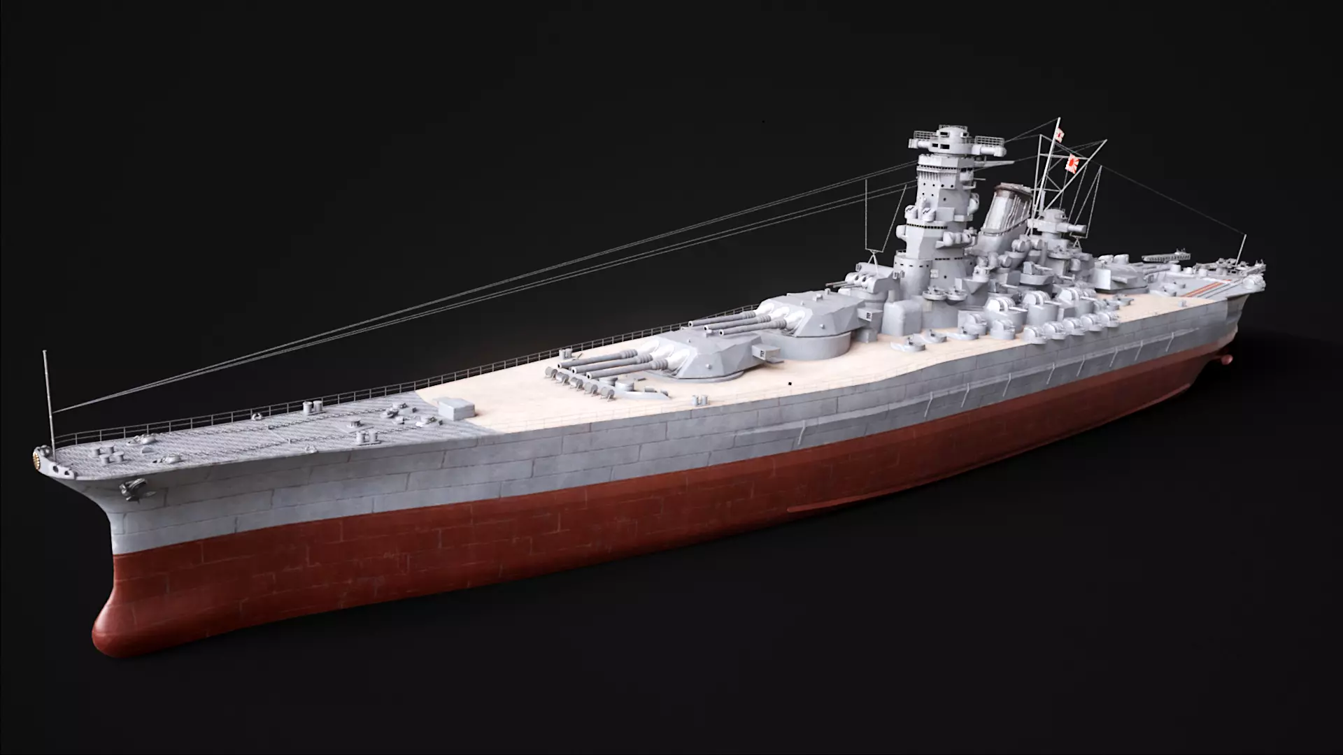 Yamato Class - WW2 Japanese Battleship Low-poly 3D model_0