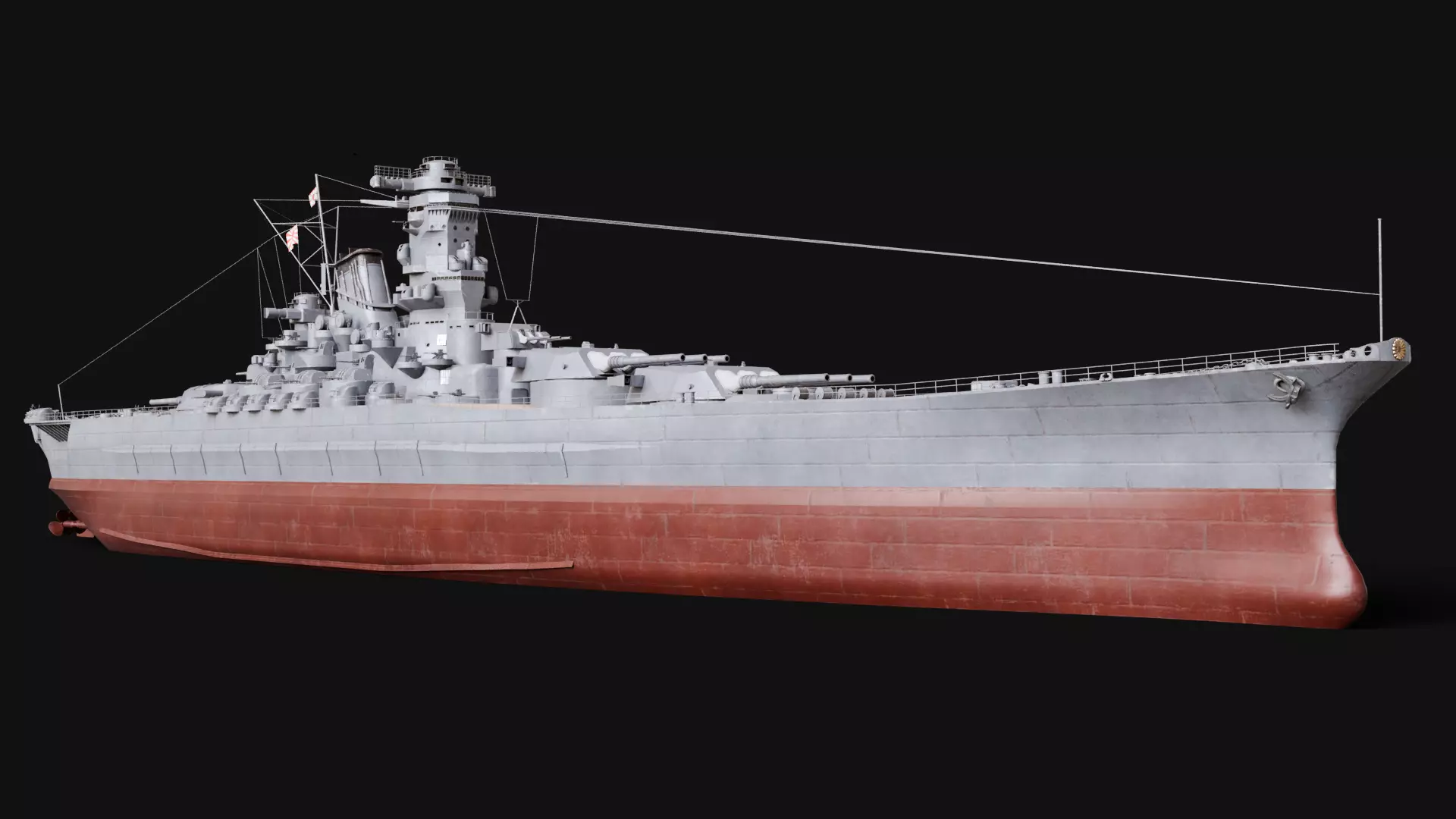 Yamato Class - WW2 Japanese Battleship Low-poly 3D model_2
