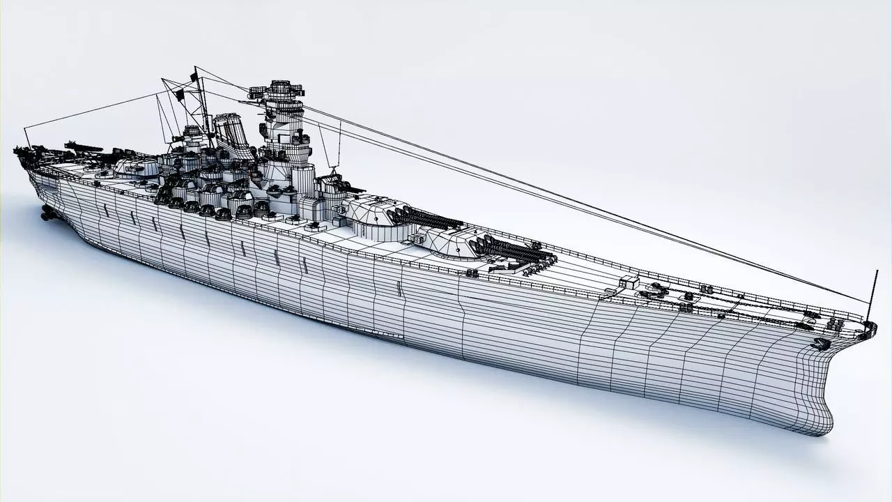Yamato Class - WW2 Japanese Battleship Low-poly 3D model_8