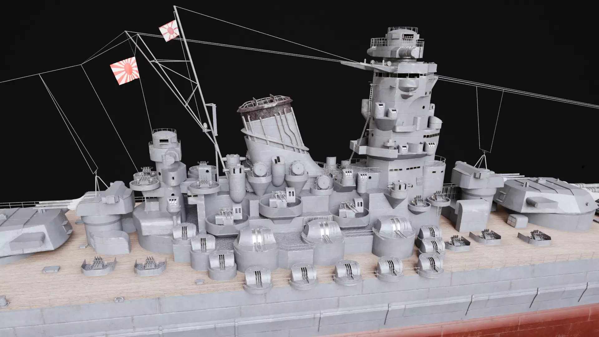 Yamato Class - WW2 Japanese Battleship Low-poly 3D model_5