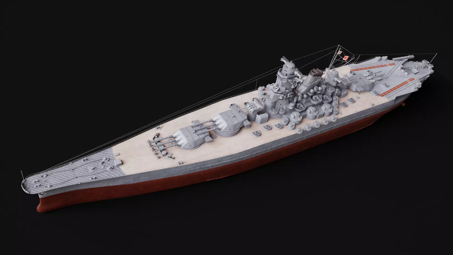 Yamato Class - WW2 Japanese Battleship Low-poly 3D model_3