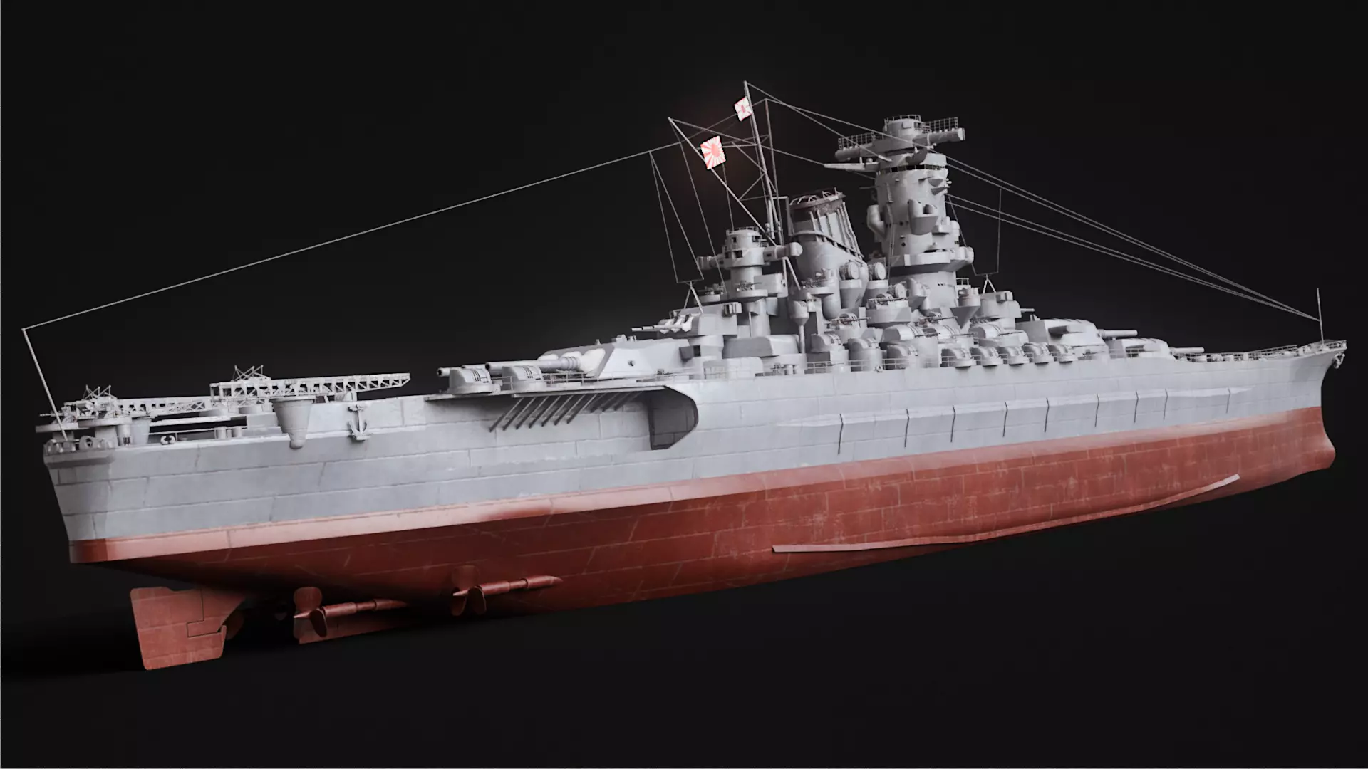 Yamato Class - WW2 Japanese Battleship Low-poly 3D model_1