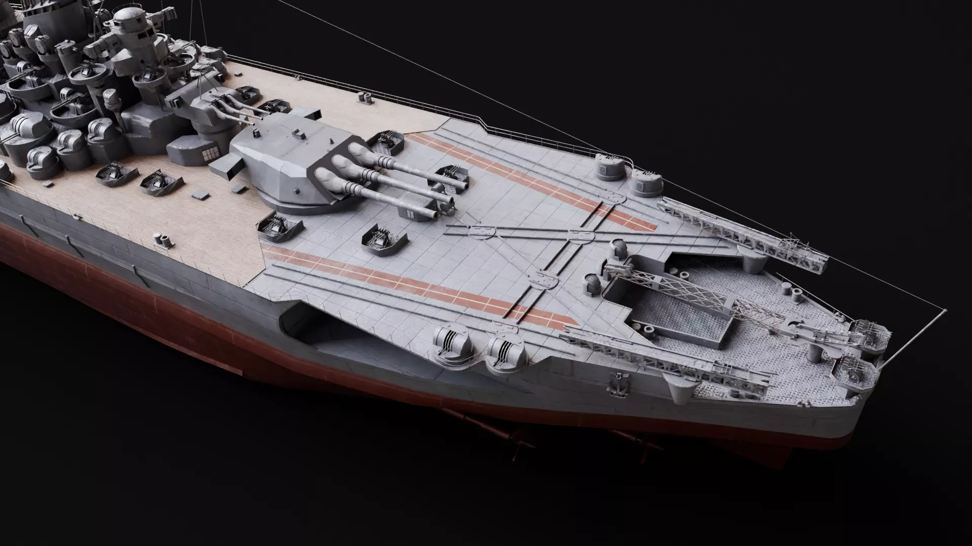 Yamato Class - WW2 Japanese Battleship Low-poly 3D model_4