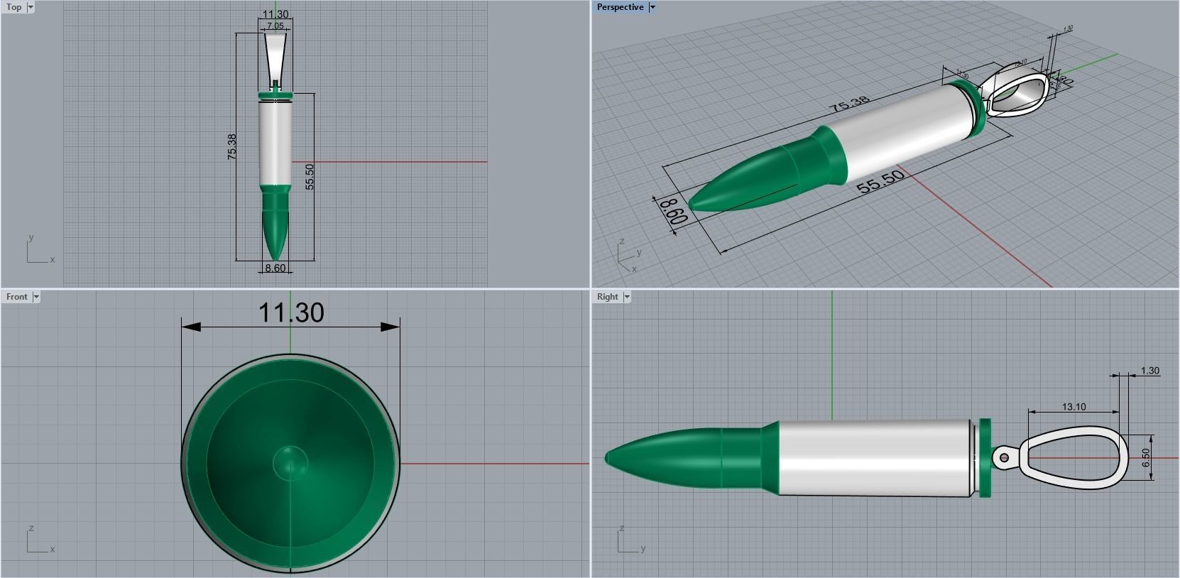 bullet pendant 3D print model_6