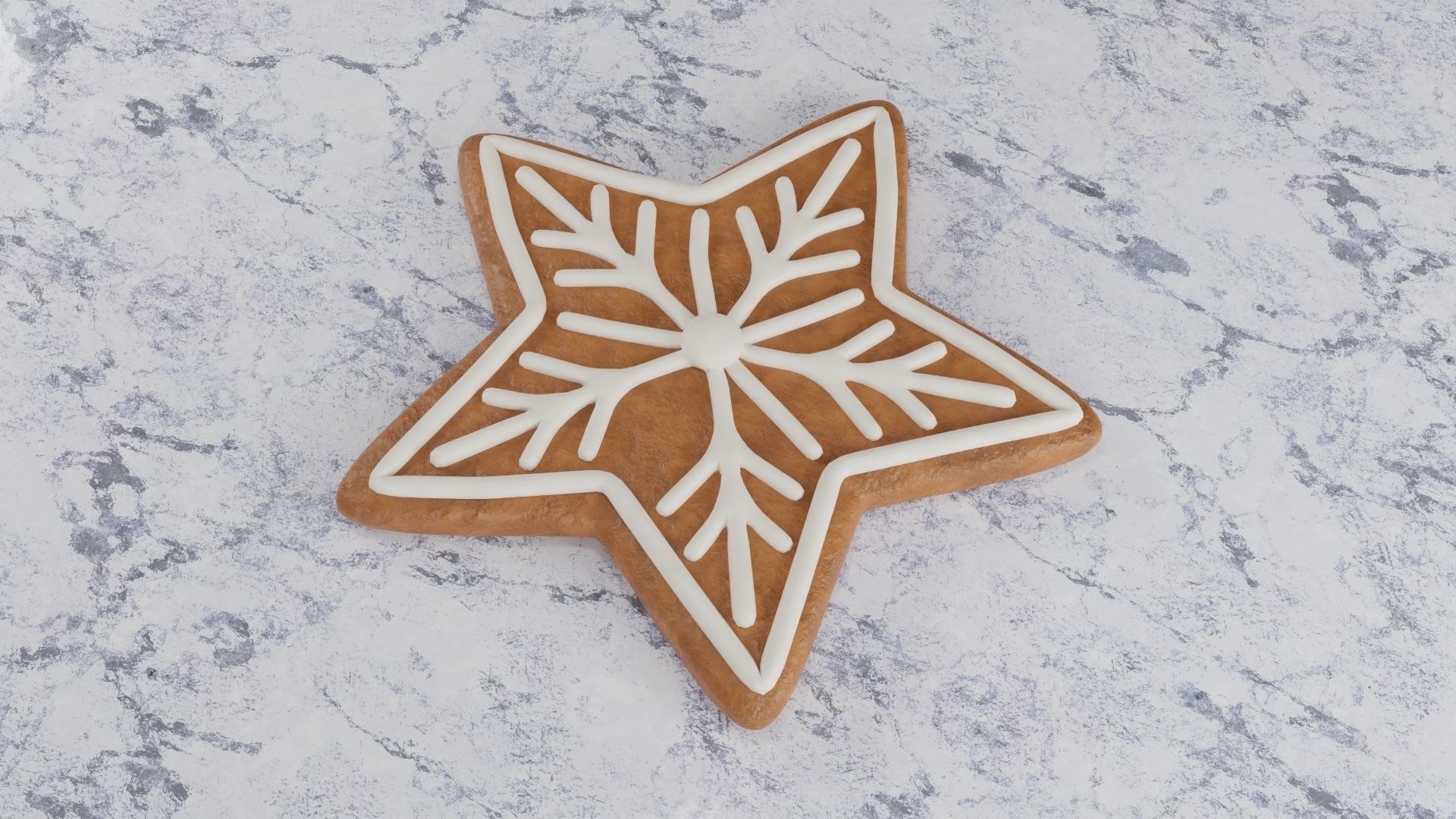 Gingerbread Christmas Cookie - Snowflake 3D Model Collection_15