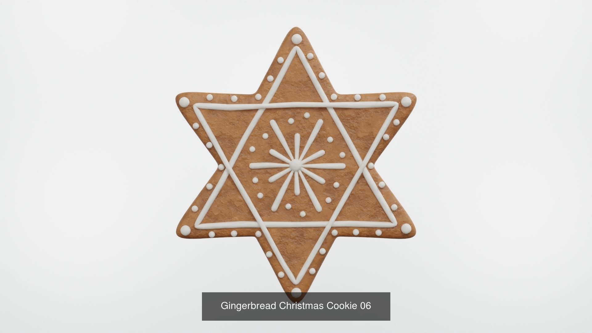 Gingerbread Christmas Cookie - Snowflake 3D Model Collection_10