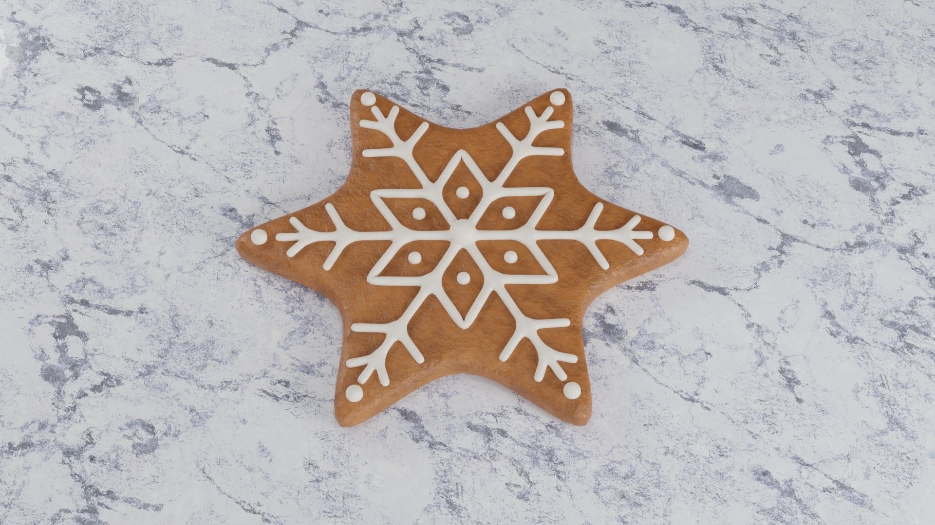 Gingerbread Christmas Cookie - Snowflake 3D Model Collection_6