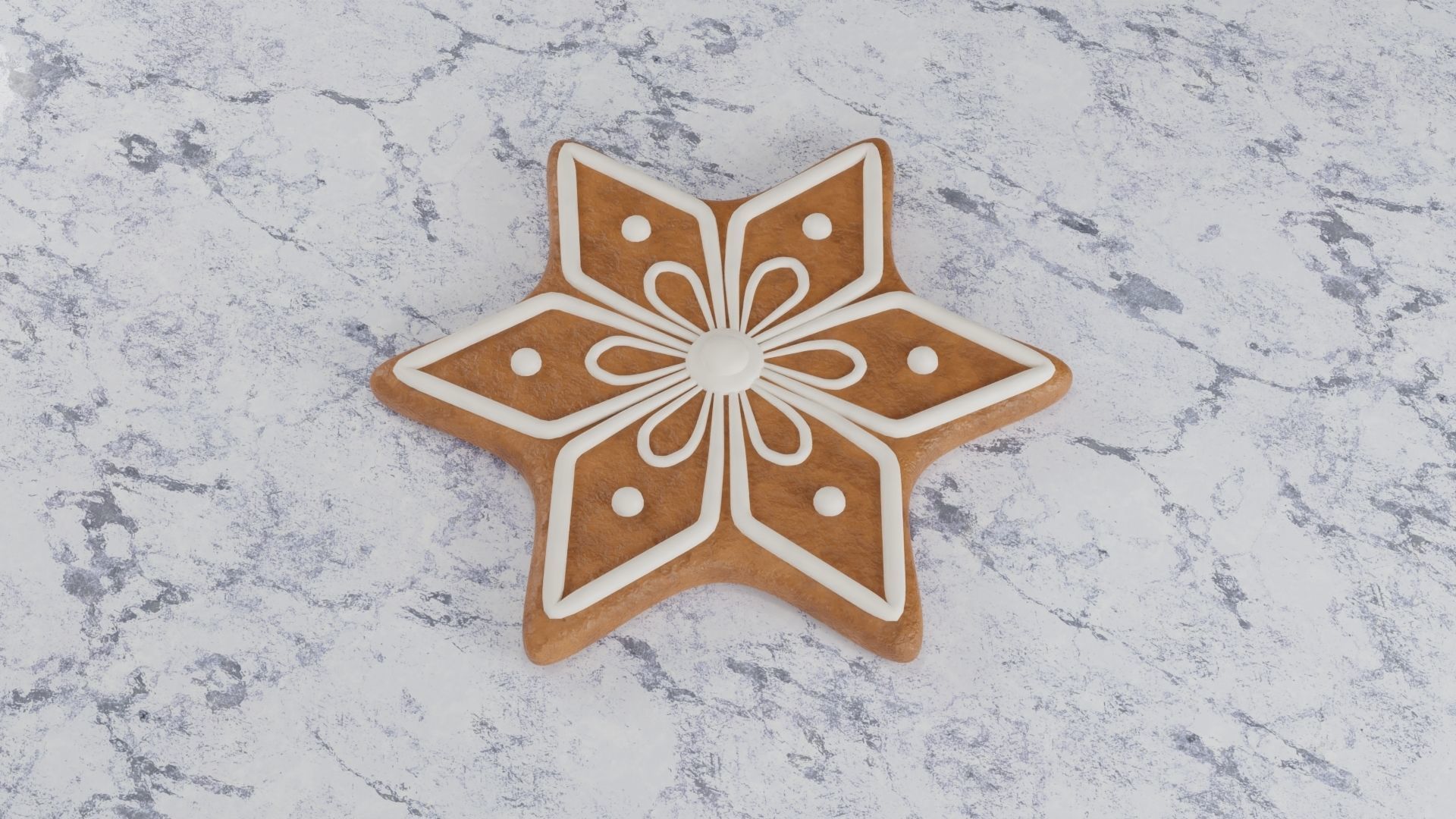 Gingerbread Christmas Cookie - Snowflake 3D Model Collection_9
