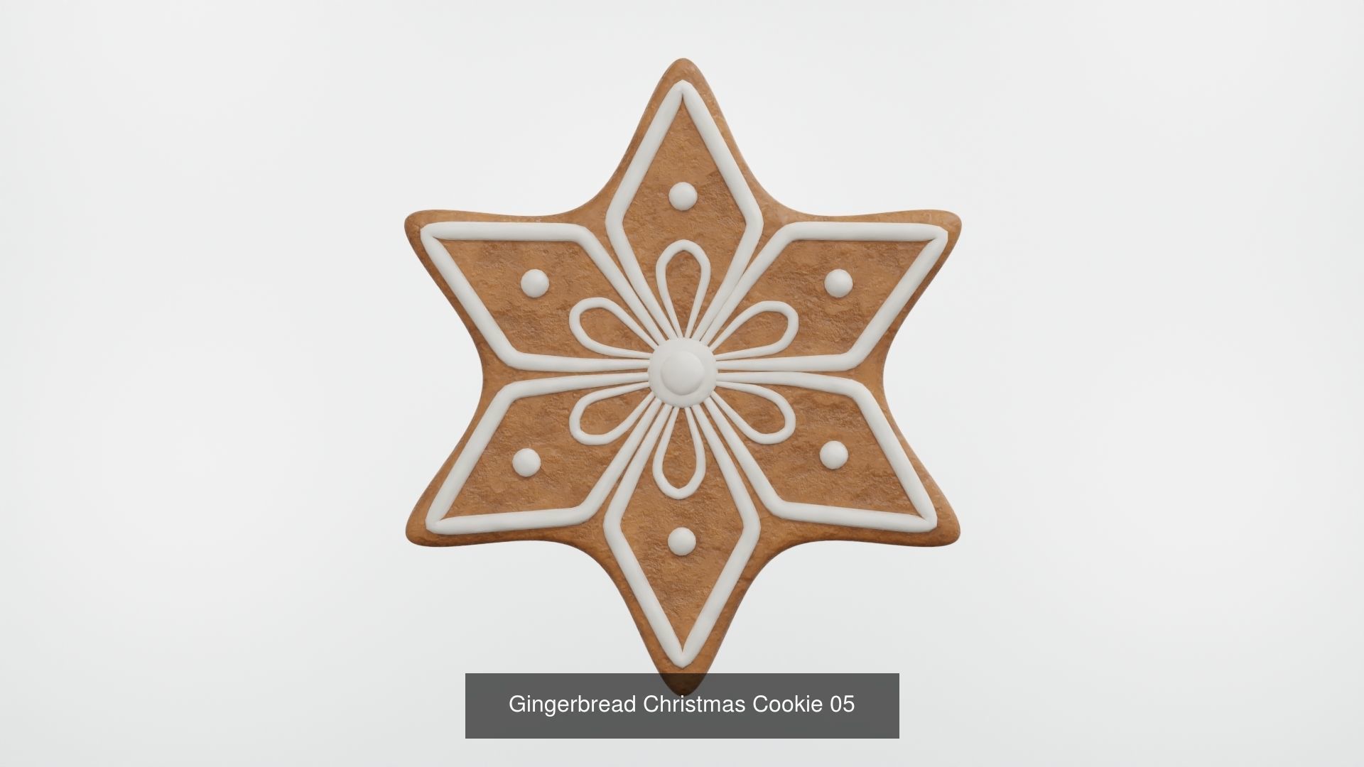 Gingerbread Christmas Cookie - Snowflake 3D Model Collection_7
