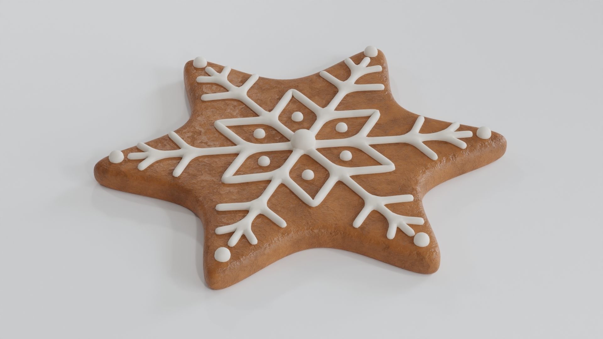 Gingerbread Christmas Cookie - Snowflake 3D Model Collection_5