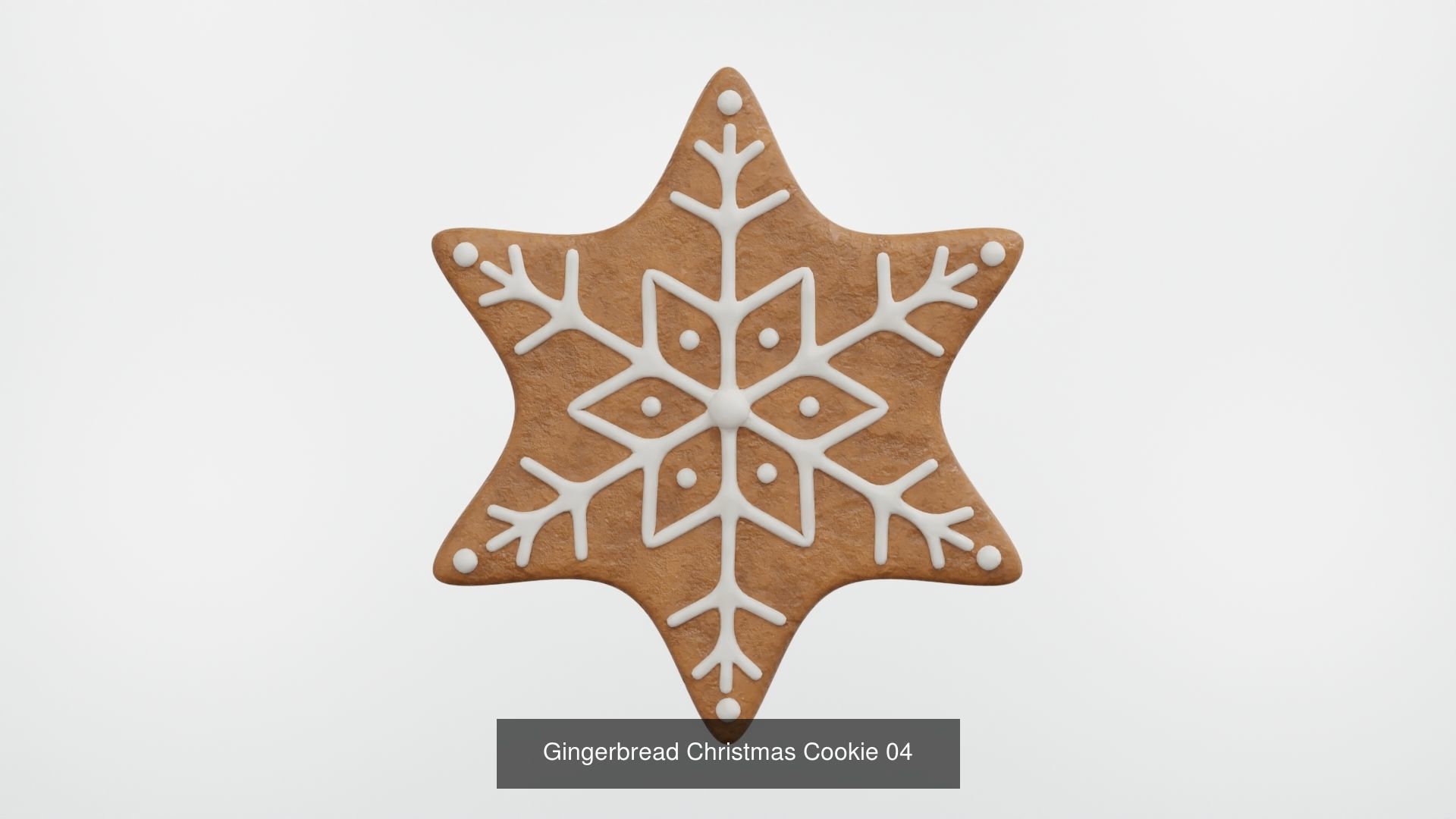 Gingerbread Christmas Cookie - Snowflake 3D Model Collection_4