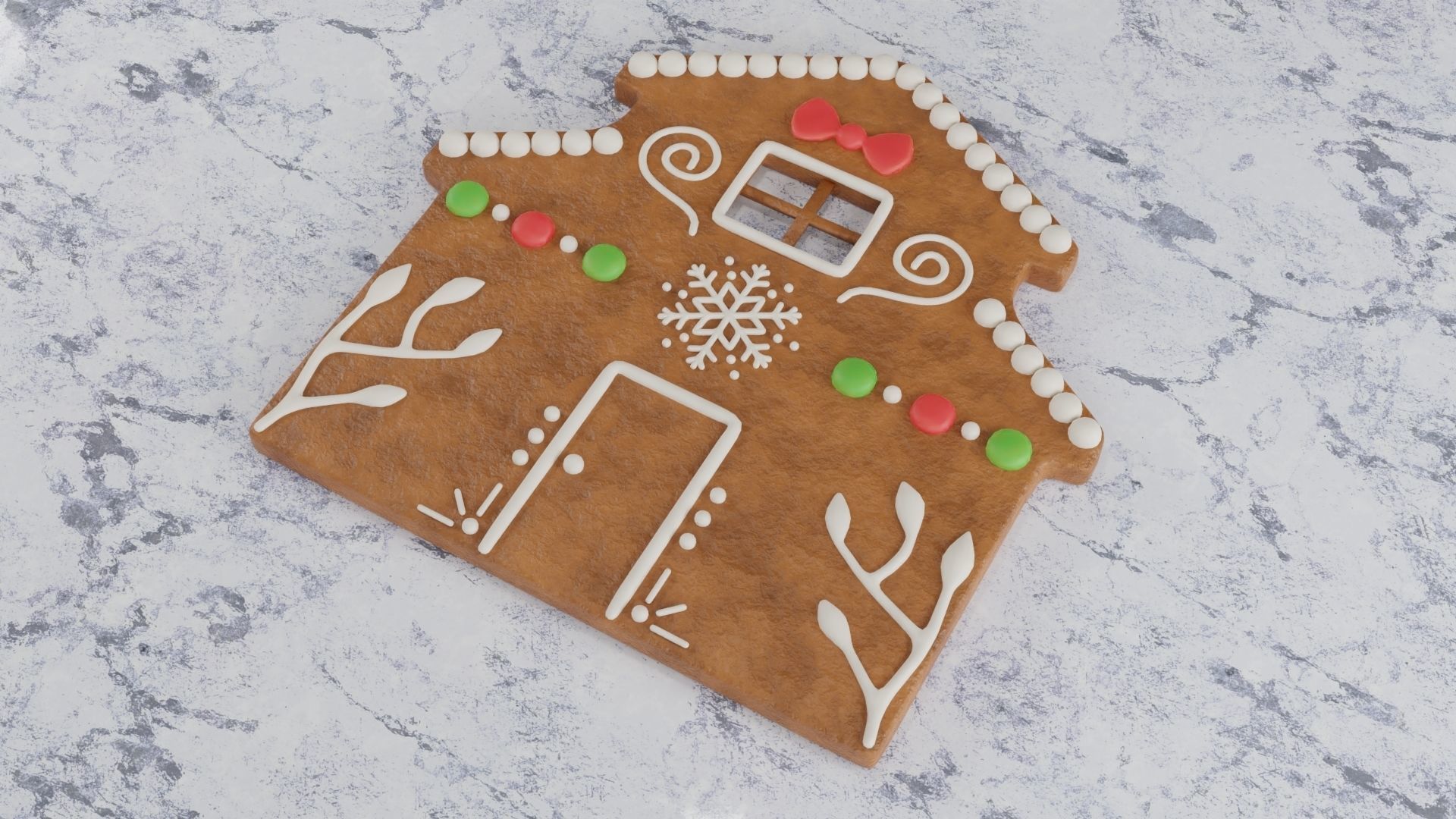 Gingerbread Christmas Cookie - House 3D Model Collection_12