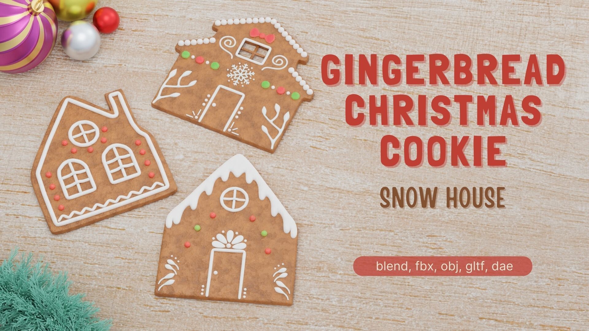 Gingerbread Christmas Cookie - House 3D Model Collection_1