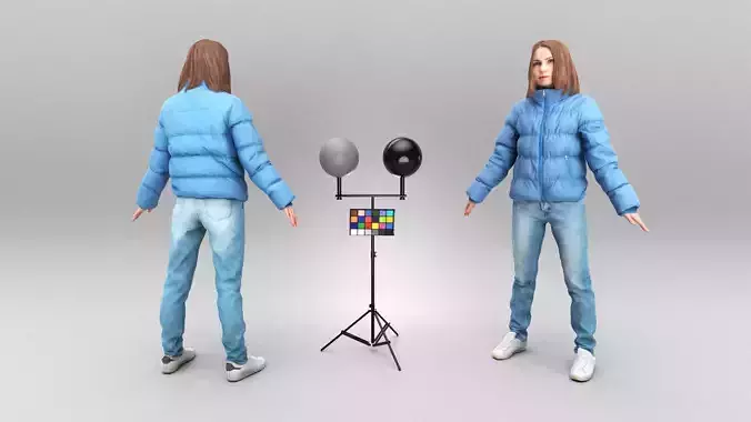 Woman in puffer jacket in A-pose 375