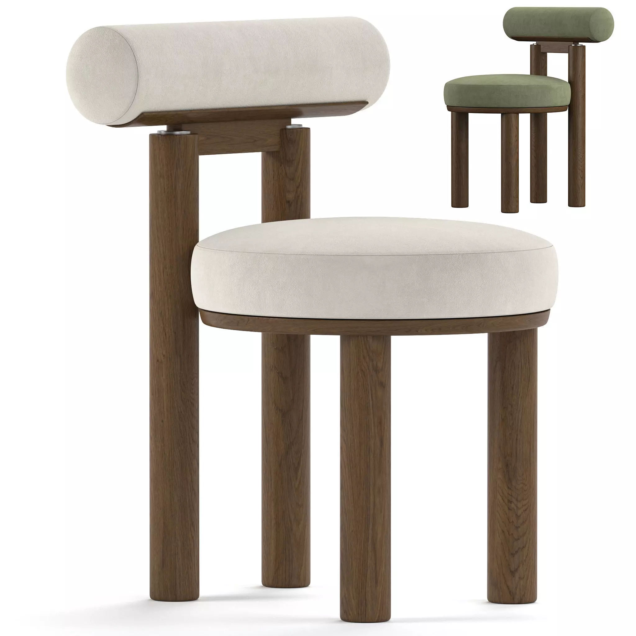 GROVER wooden chair with seat 3D model_0