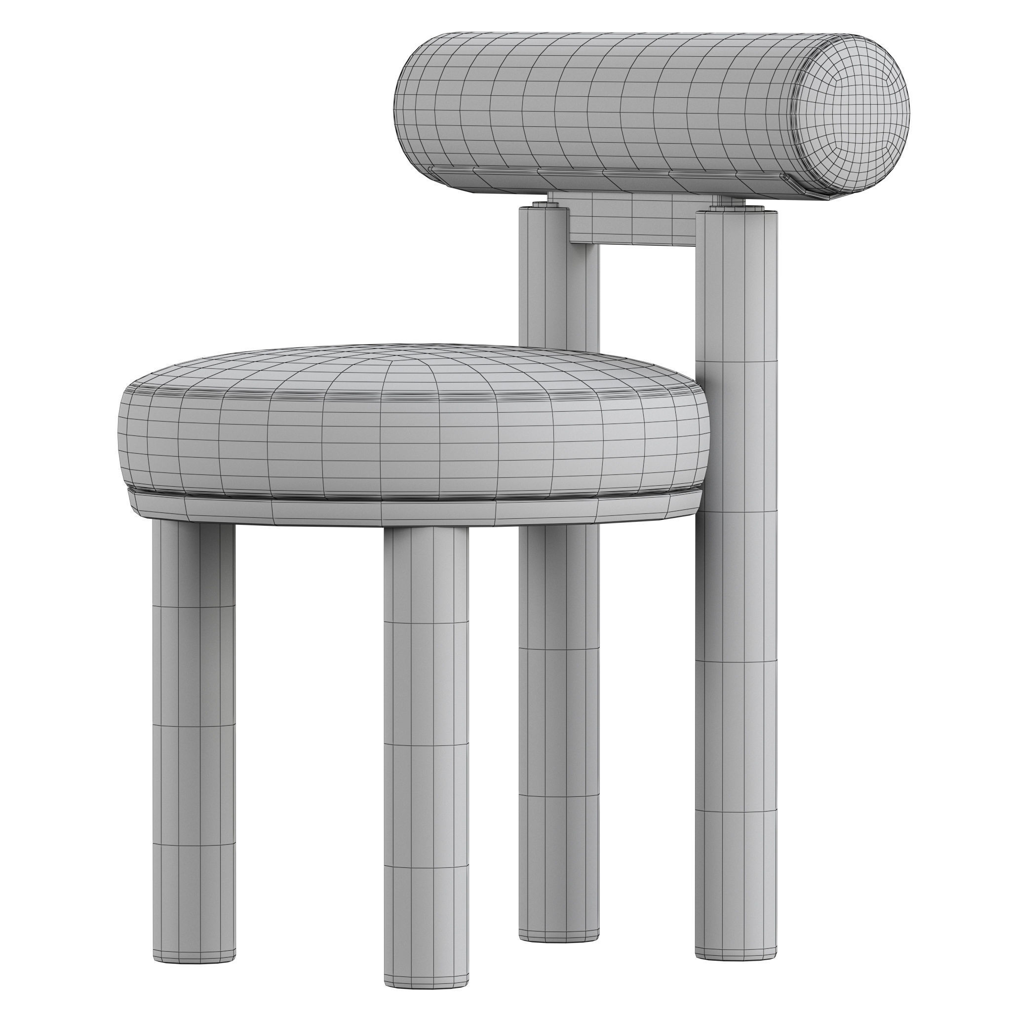 GROVER wooden chair with seat 3D model_3