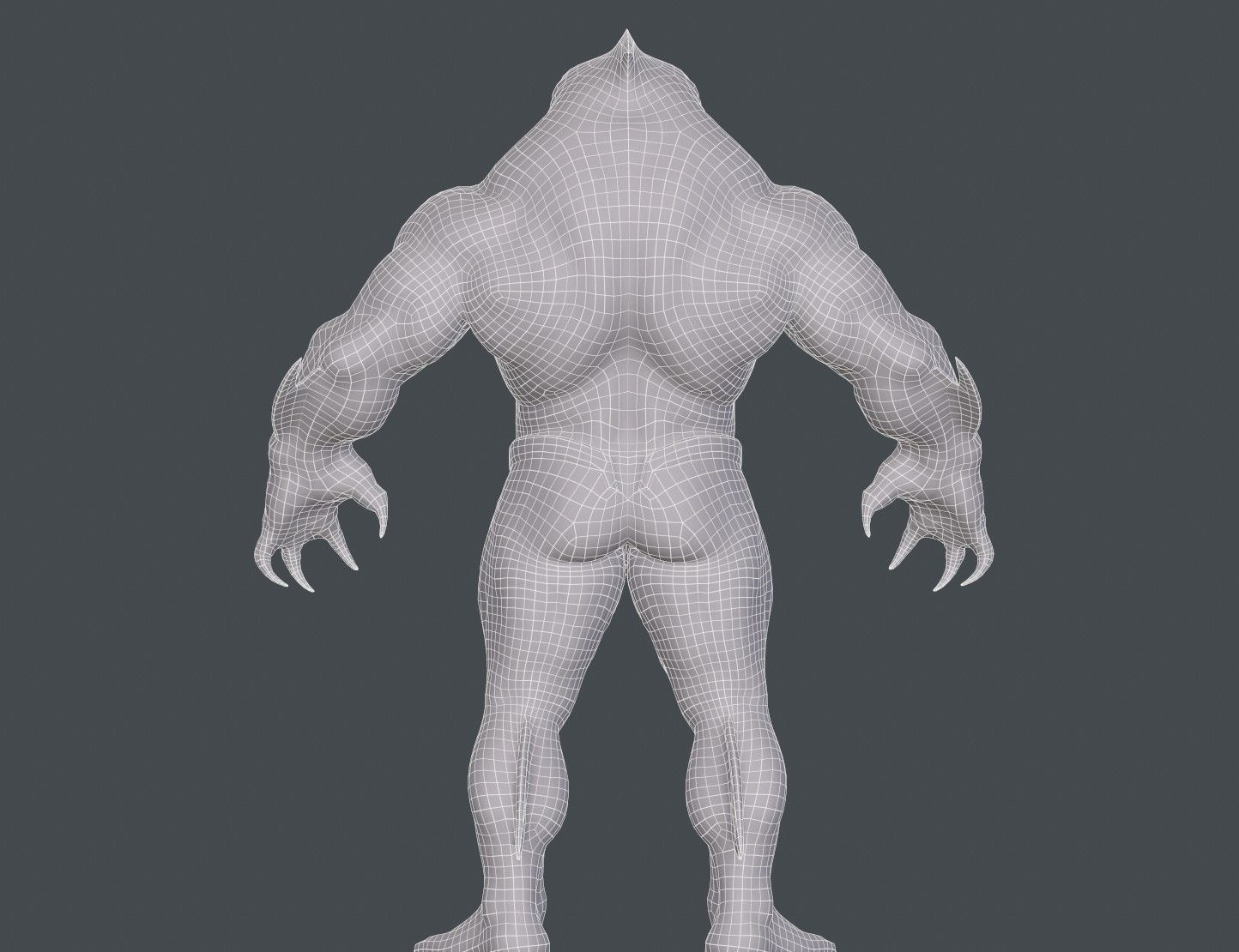 Sharkman creature with long arms and legs Low-poly 3D model_18