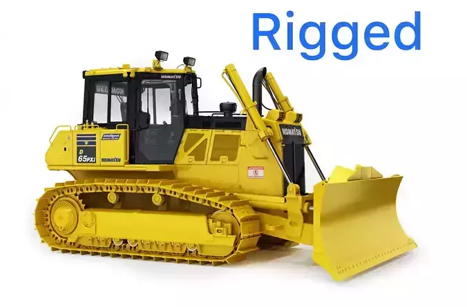 Komatsu D65PXi-18 Crawler Dozer Rigged 3D model