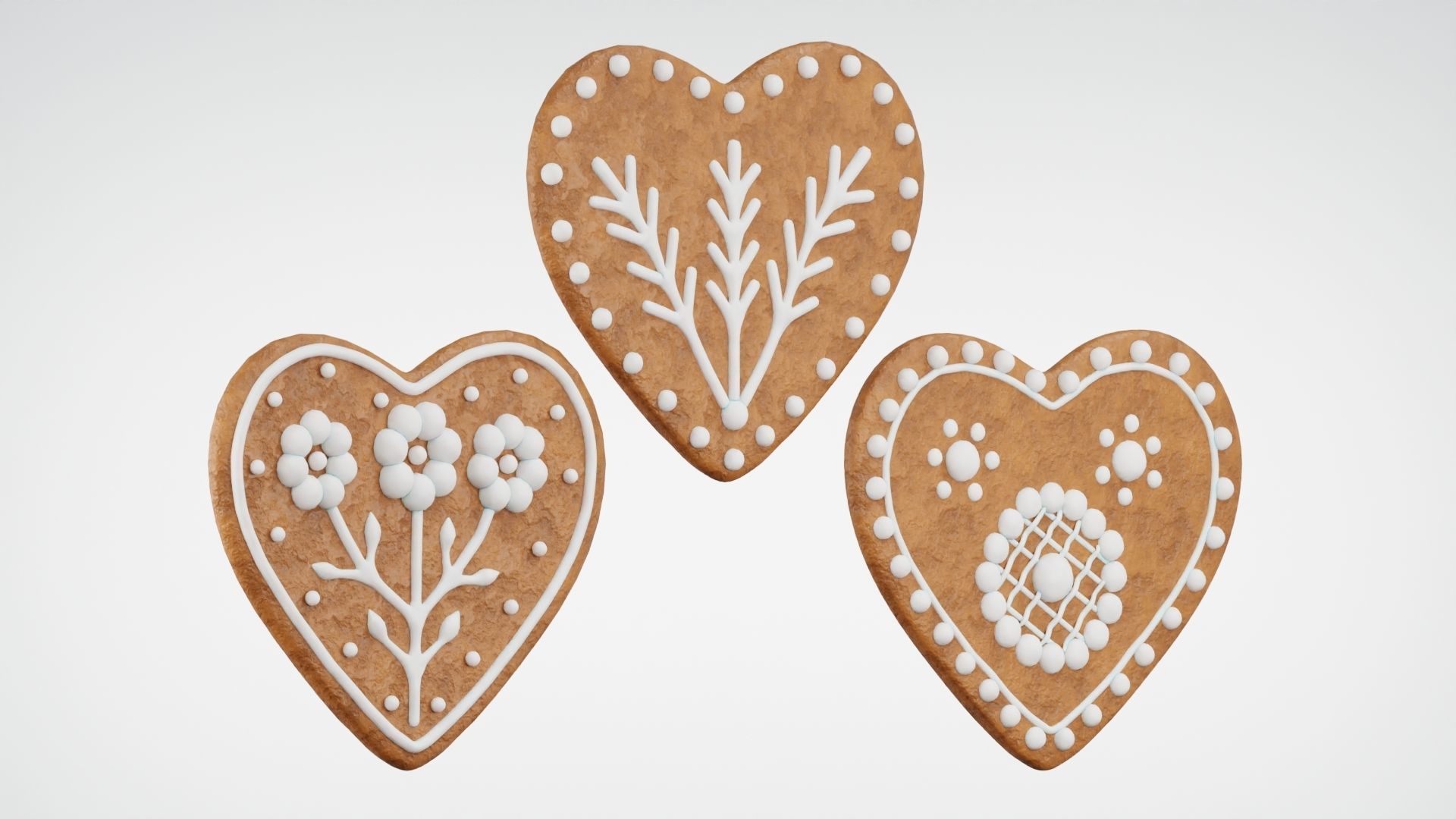 Gingerbread Christmas Cookie - Heart 3D Model Collection_2