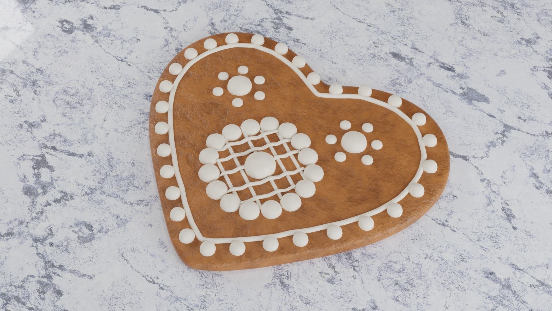 Gingerbread Christmas Cookie - Heart 3D Model Collection_13