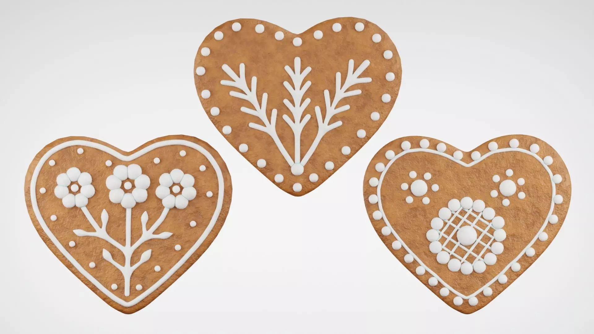 Gingerbread Christmas Cookie - Heart 3D Model Collection_0