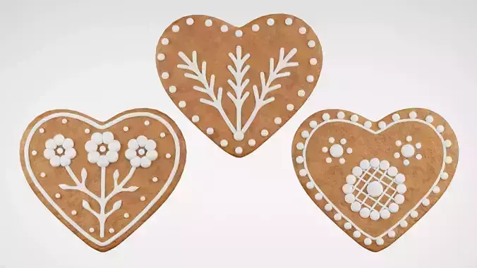 Gingerbread Christmas Cookie - Heart 3D Model Collection