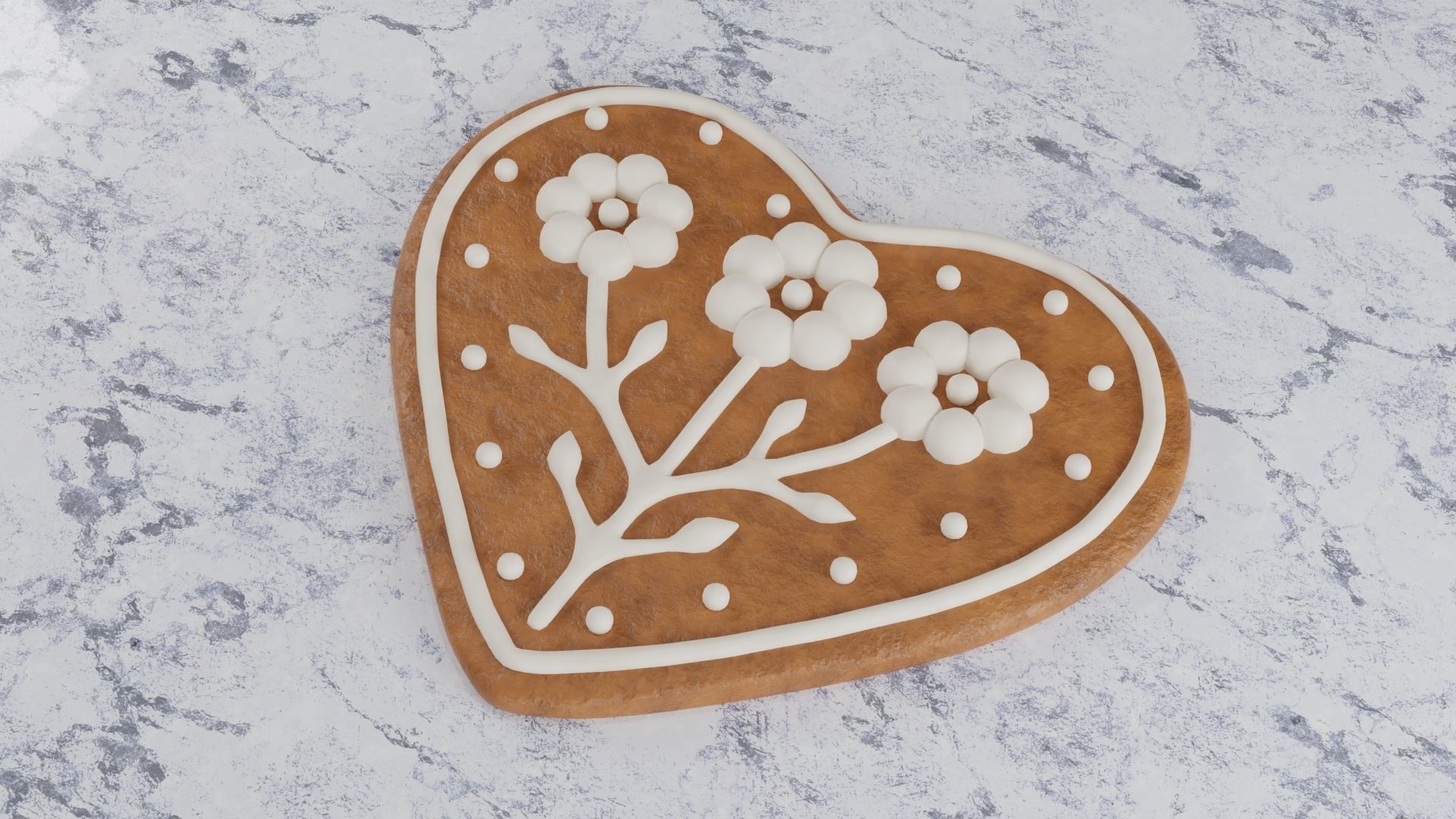 Gingerbread Christmas Cookie - Heart 3D Model Collection_9