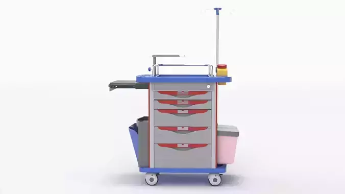 MS3C-500T Lite Emergency Crash Medication Cart 3D model