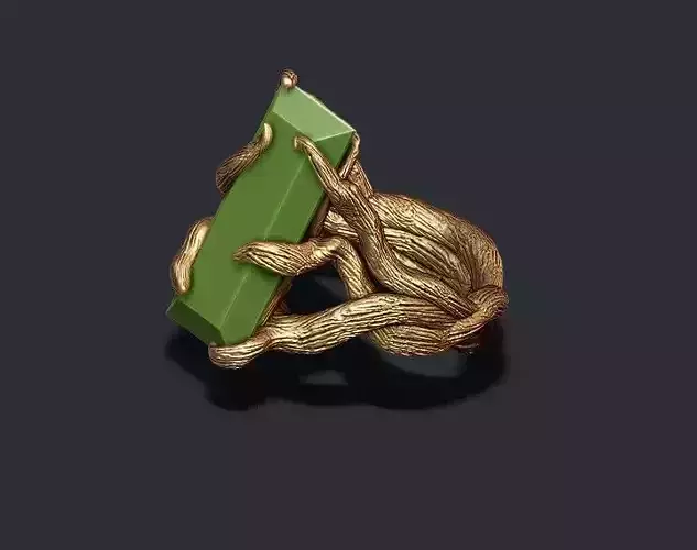 tree branch ring with gem 3D print model