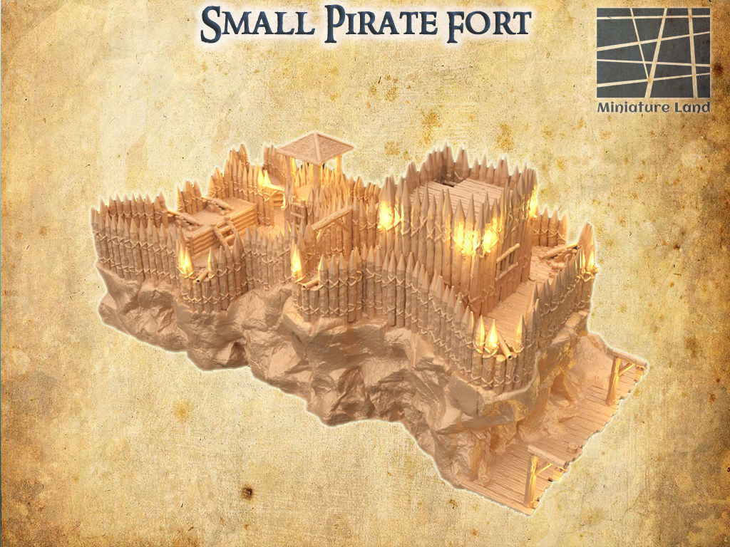 Small Pirate Fort Tabletop Terrain 28 MM 3D print model_10