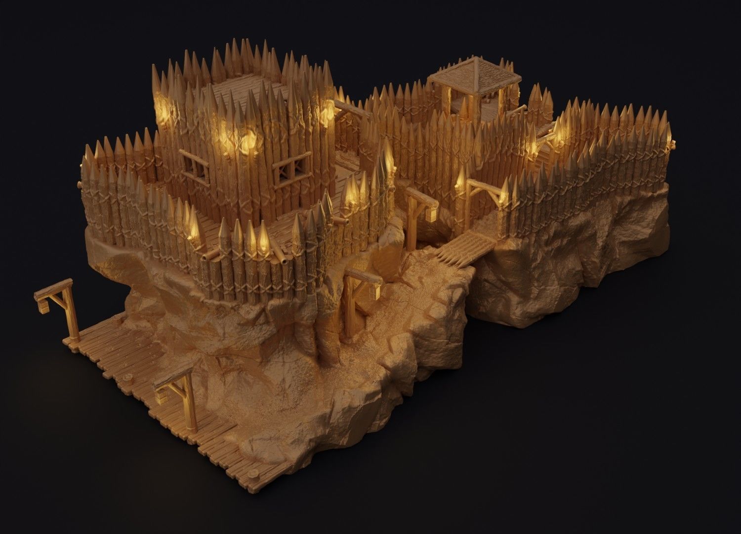 Small Pirate Fort Tabletop Terrain 28 MM 3D print model_1