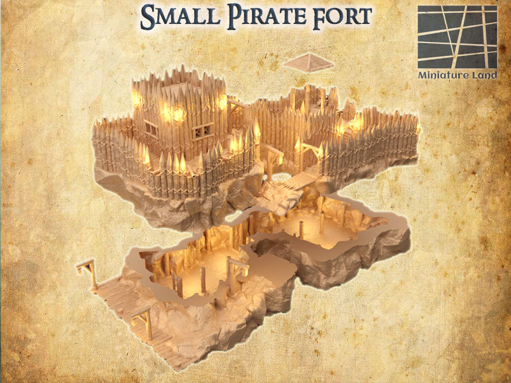 Small Pirate Fort Tabletop Terrain 28 MM 3D print model_11